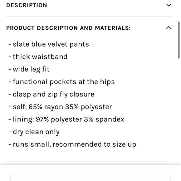 Navy velvet wide leg pants - Picture 3 of 5